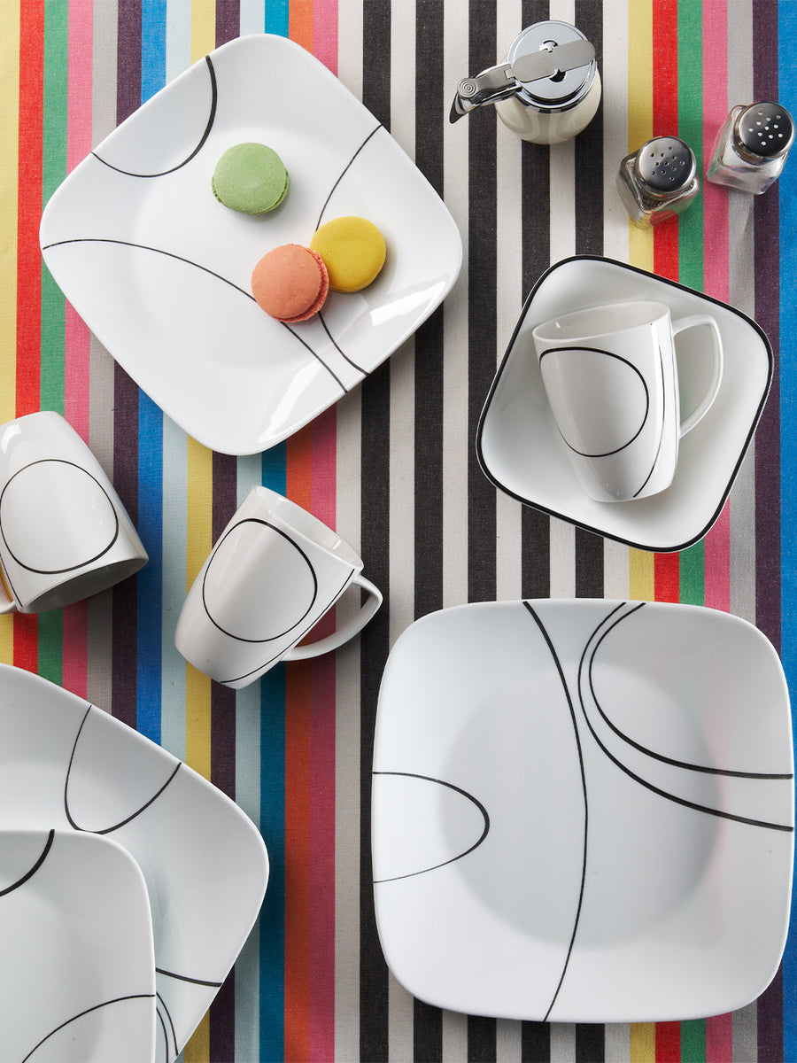 CORELLE SIMPLE LINES 21PC SQR DINNER SET Poppat Jamals