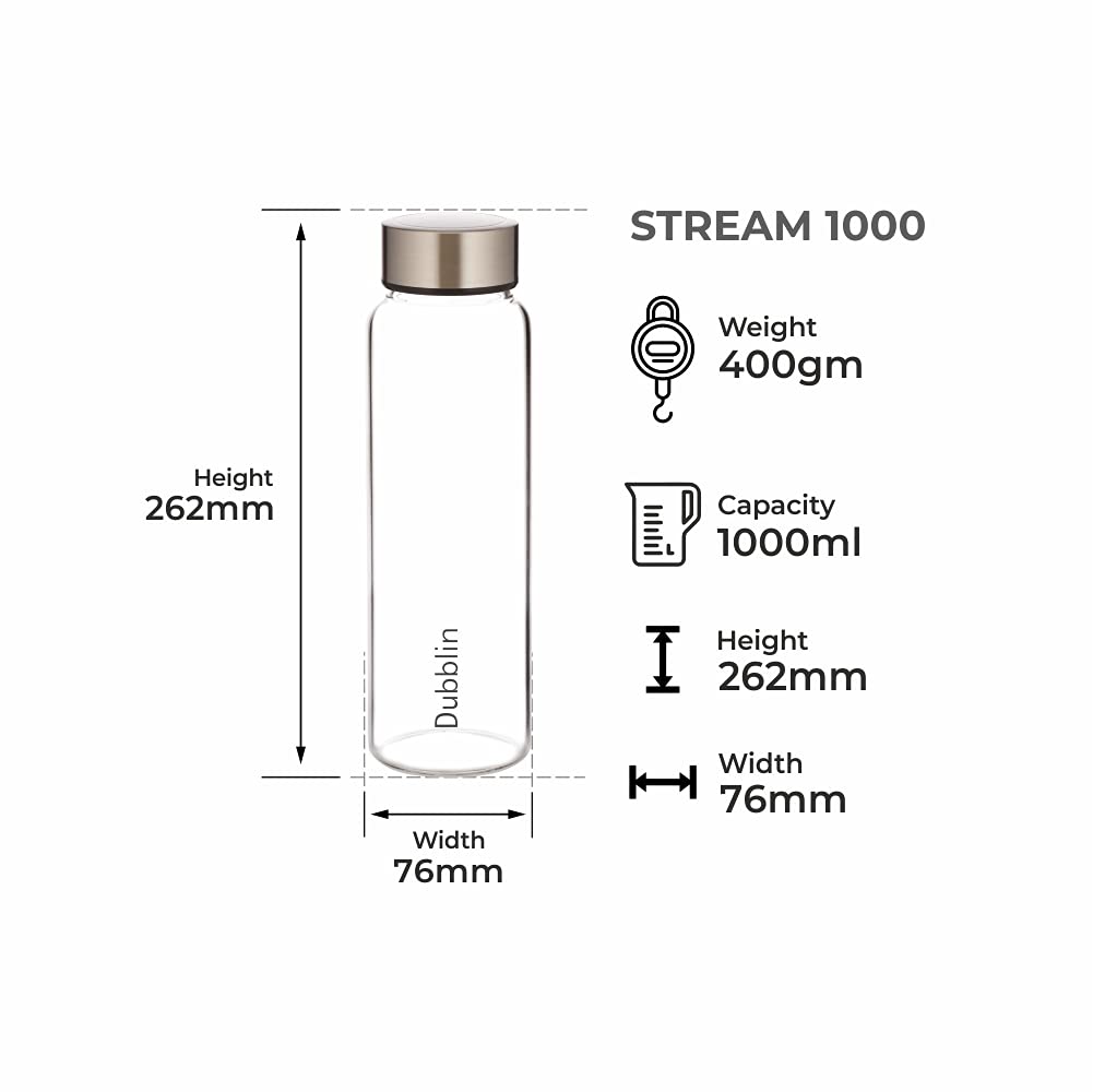 DUBBLIN STREAM BOROSILICATE GLASS BOTTLE 1000ML