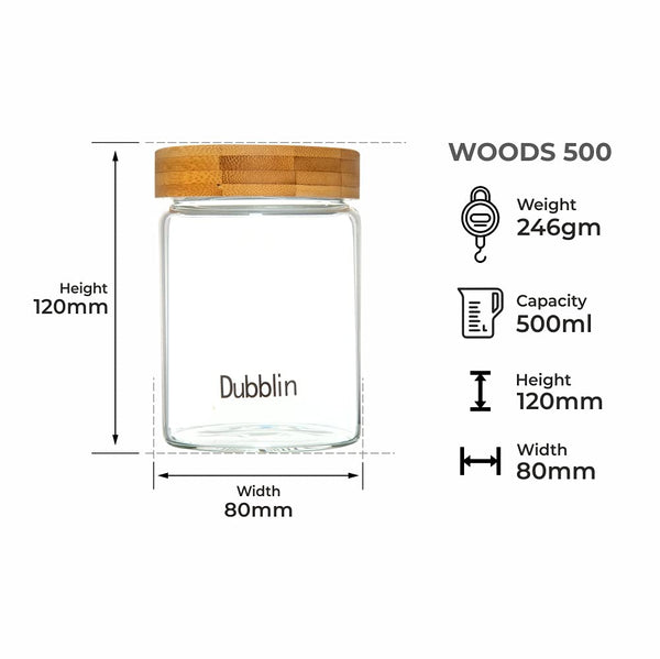 DUBBLIN WOODS GLASS JAR 500ML