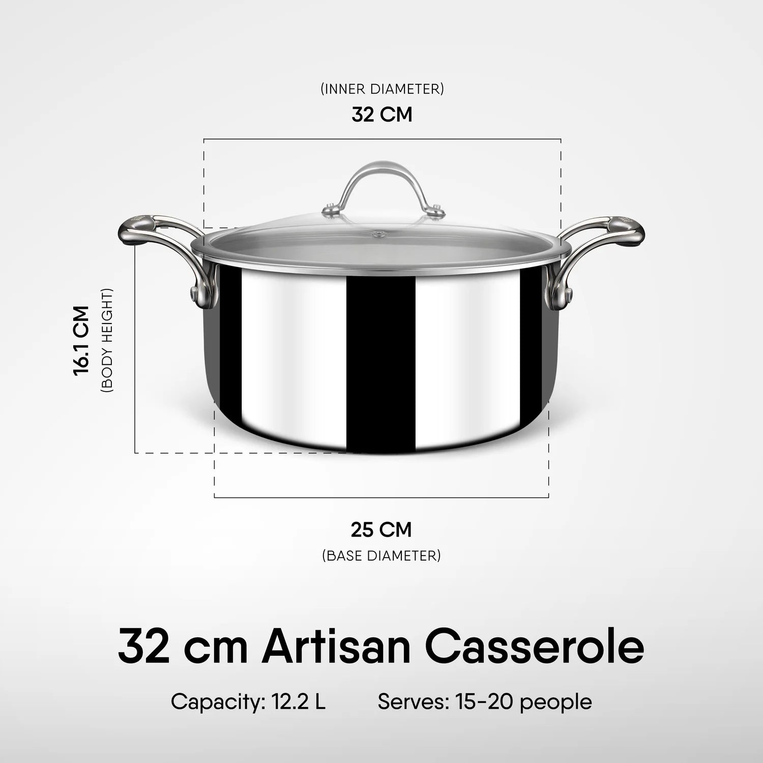 STAHL 4132 ARTISAN SAUCE POT W/LID 32CM 12.2LTR