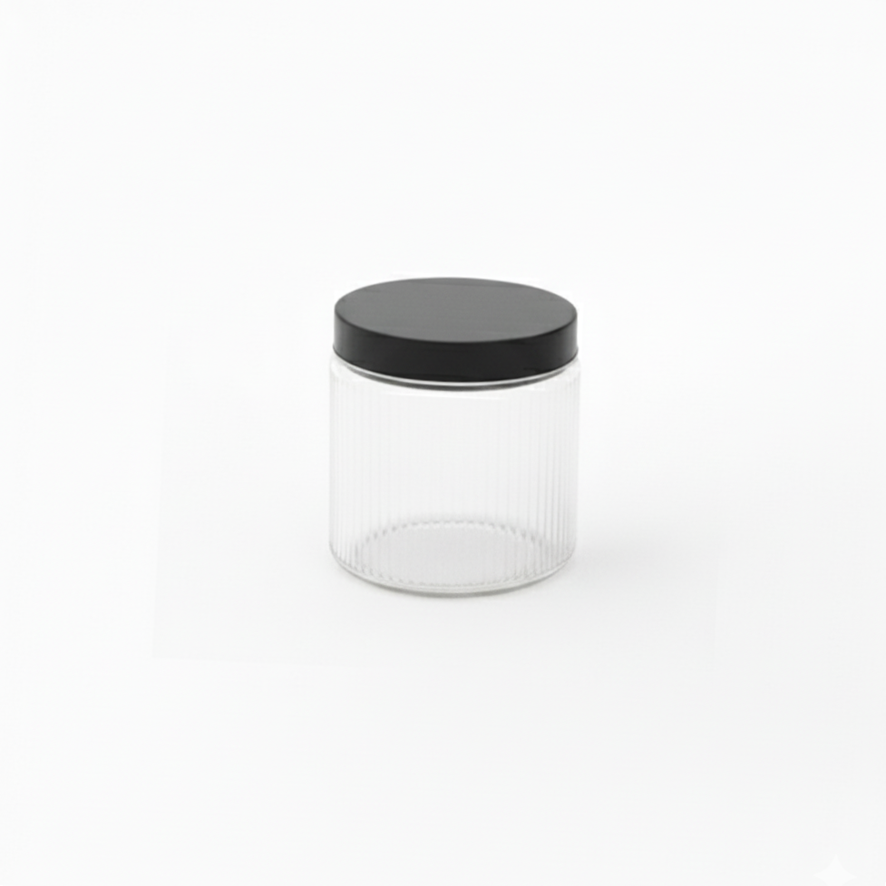 ESTEEM 7048 GLASS JAR W BLACK LID 500ML