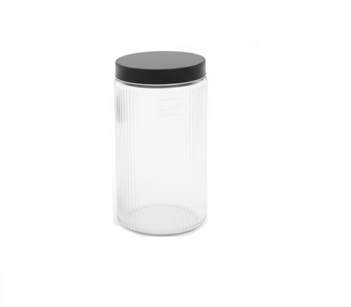 ESTEEM 7050 GLASS JAR W BLACK LID 1.7L
