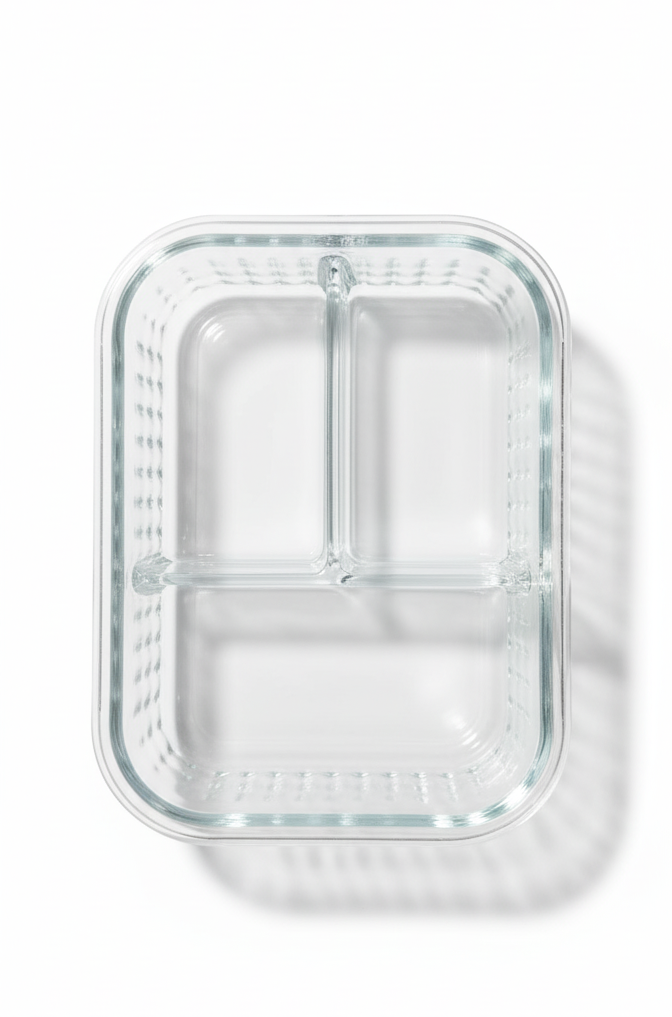 ESTEEM 7085 GLASS LUNCH BOX PLAIN LID PARTITION