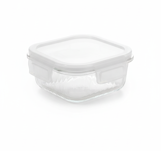 ESTEEM 7086 GLASS LUNCH BOX SQ PL LID 500ML