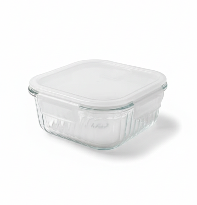 ESTEEM 7087 GLASS LUNCH BOX SQ PL LID 800ML