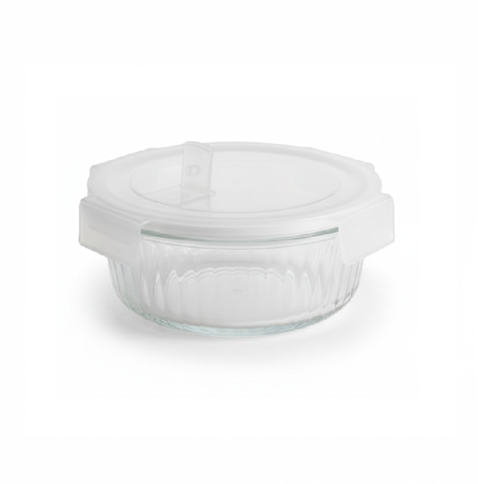 ESTEEM 7088 GLASS LUNCH BOX RND PL LID 400ML