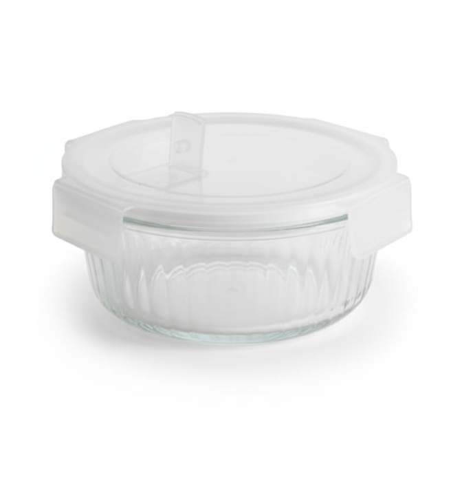 ESTEEM 7089 GLASS LUNCH BOX RND PL LID 620ML