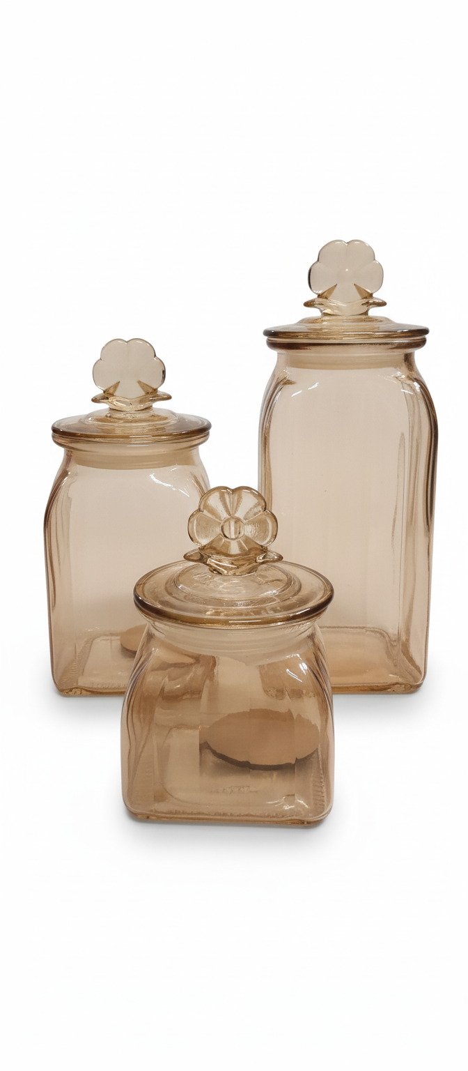 ESTEEM 7091 GLASS JAR SET STRIPES 3 PC