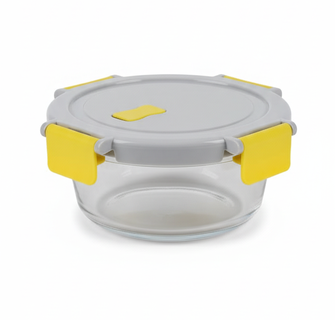 ESTEEM 7097 GLASS LUNCH BOX RND CLR LID 400ML