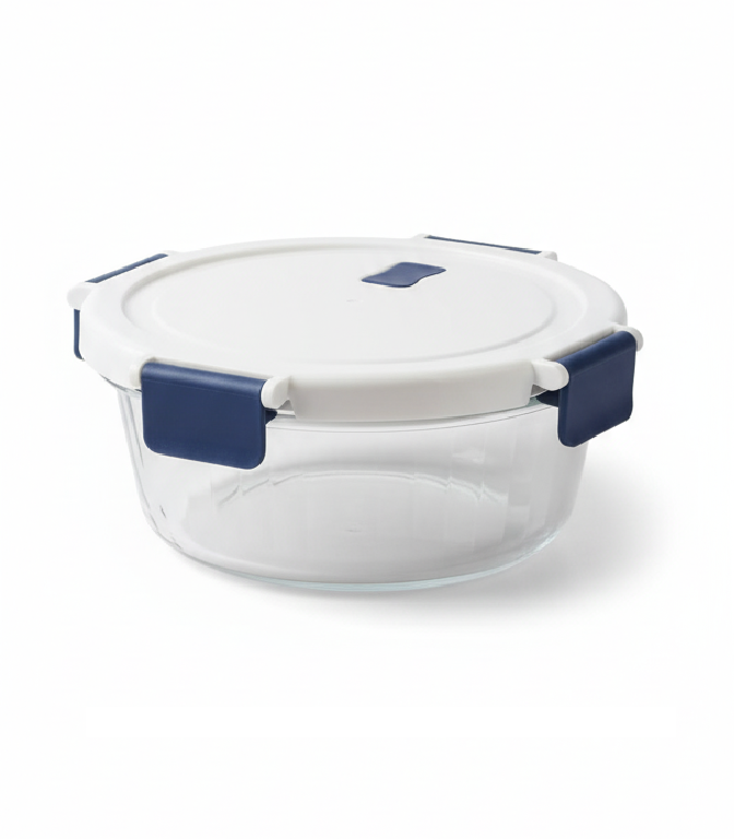 ESTEEM 7099 GLASS LUNCH BOX RND CLR LID 1000ML