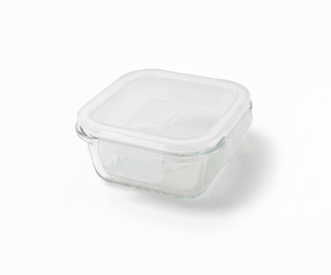ESTEEM 7103 GLASS LUNCH BOX SQ PL LID 370ML