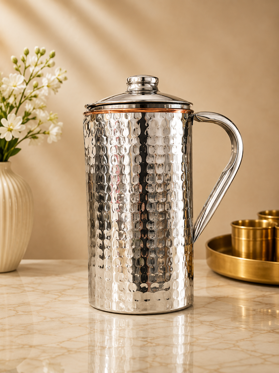 SAGA JUG S/C HAMMERED JUG NO4