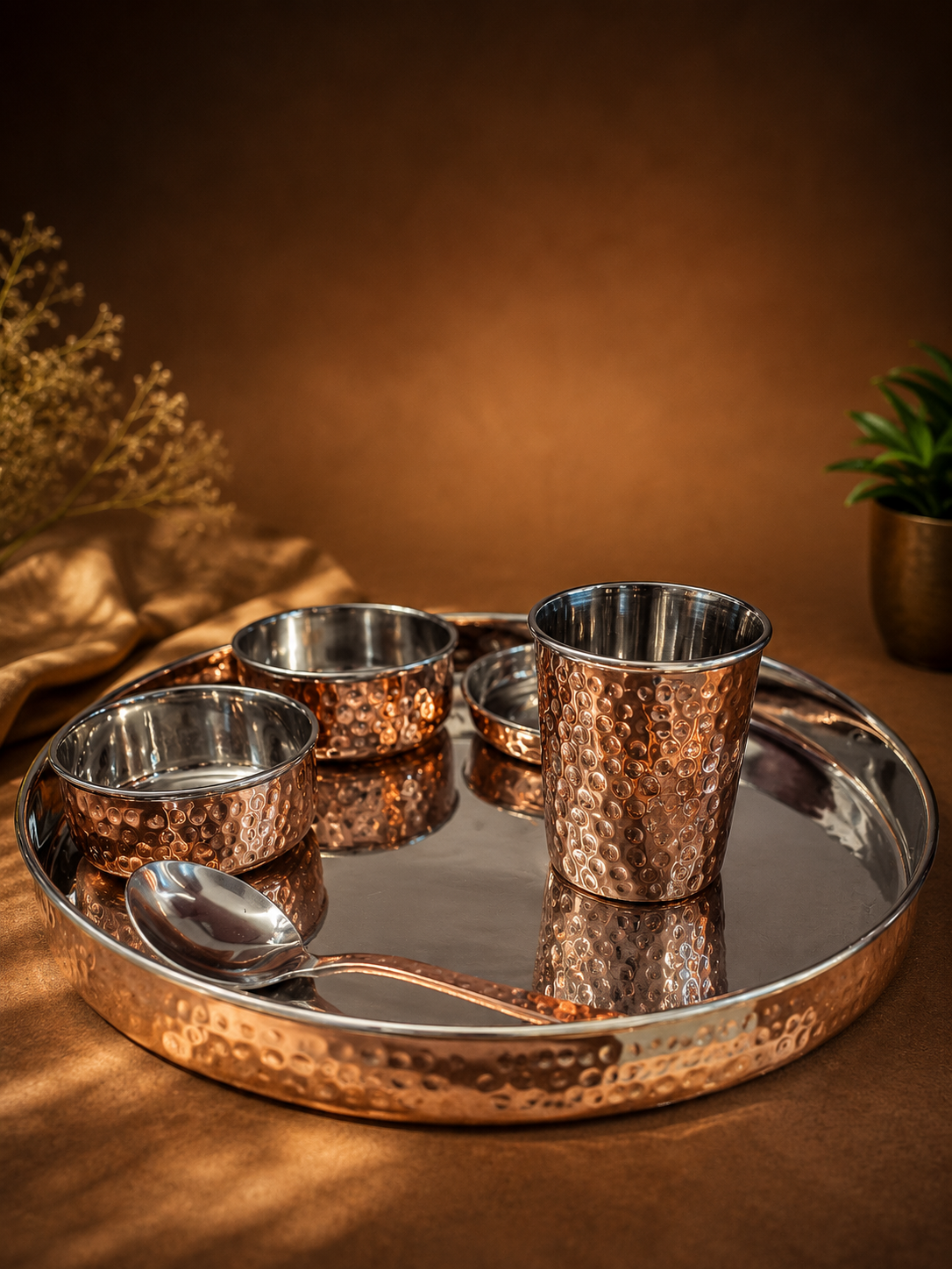 SAGA THALI SET S/C HAMMERED 6PCS