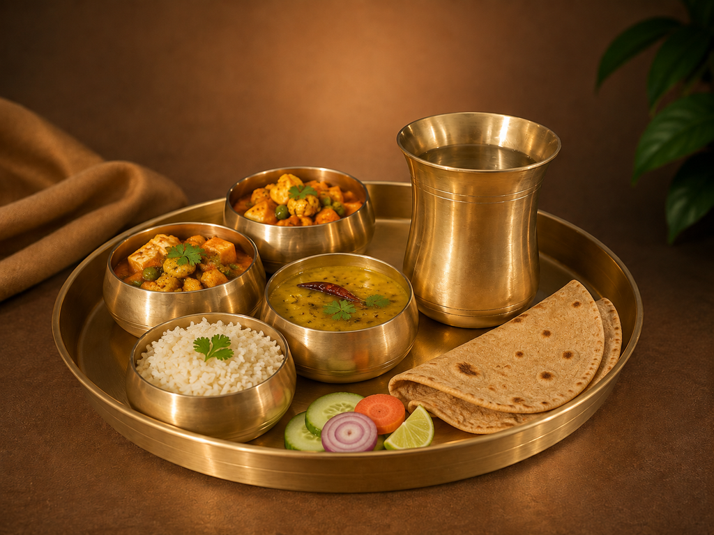SAGA THALI SET BRASS CURVED 7PCS