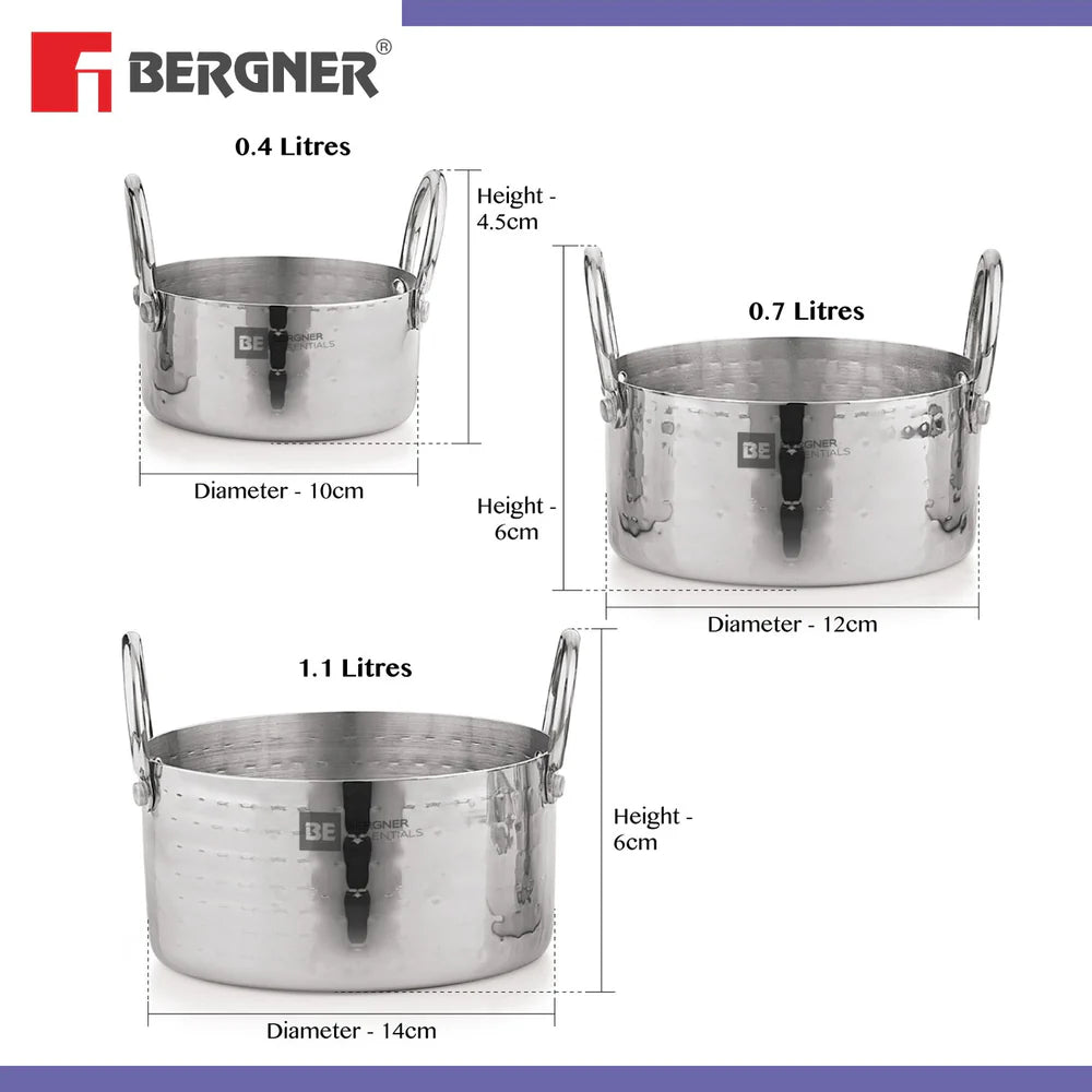 BE BERGNER 6240 HAMMERED SERVING 3PC SET