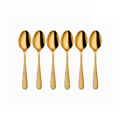 SHRI & SAM JFCM-7709-G JASMINE LASER GOLD S/6 BABY SPOON