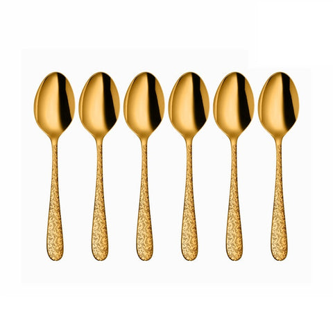 SHRI & SAM JFCM-L-7715-G JASMINE LASER GOLD S/6 DESERT SPOON