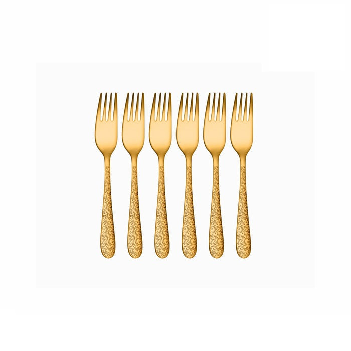SHRI & SAM JFCM-L-7710-G JASMINE LASER GOLD S/6 BABY FORK