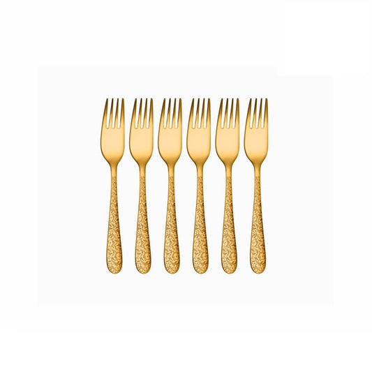 SHRI & SAM JFCM-L-7710-G JASMINE LASER GOLD S/6 BABY FORK