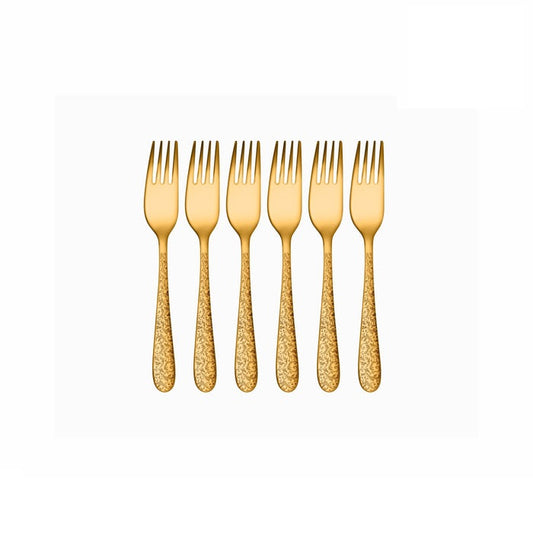 SHRI & SAM JFCM-L-7710-G JASMINE LASER GOLD S/6 BABY FORK