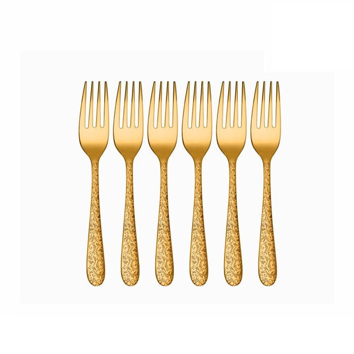 SHRI & SAM JFCM-L-7716-G JASMINE LASER GOLD S/6 DESERT FORK