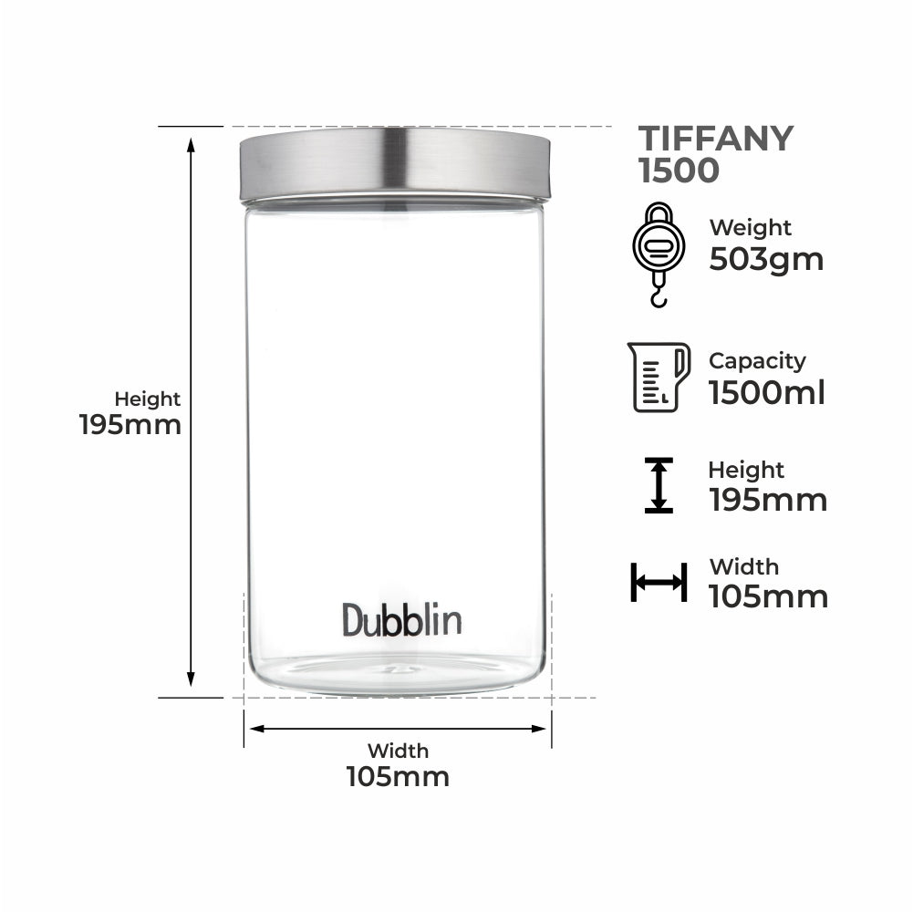 DUBBLIN TIFFANY BOROGLASS JAR 1500ML