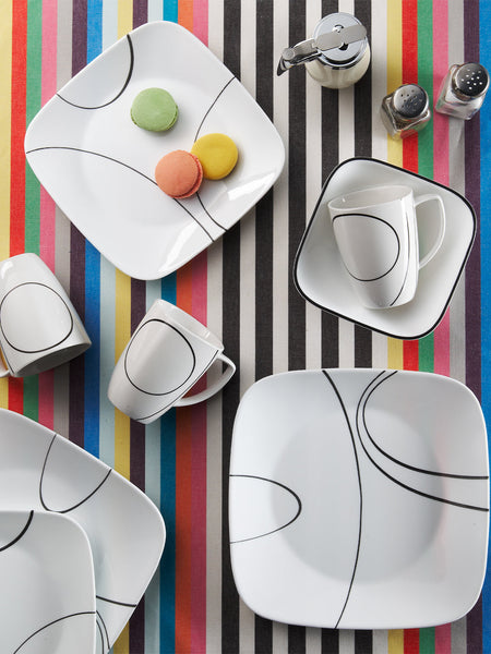 CORELLE SIMPLE LINES 21PC SQR DINNER SET