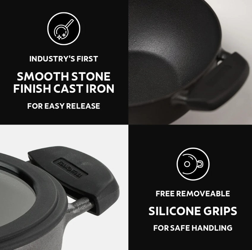 TRAMONTINA   98052003 PRE SEASON CAST IRON DEEP KADAI 20CM  2.3L