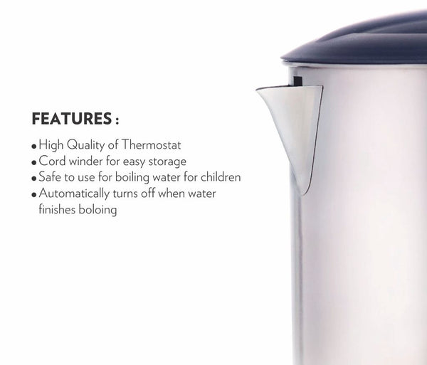 BOROSIL BKE1LSSB21 EVA SS KETTLE 1LITRE - Borosil Eva Kettle