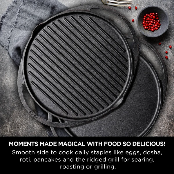 MEYER 48134 CAST IRON 2IN1 GRILL & GRIDDLE 30CM