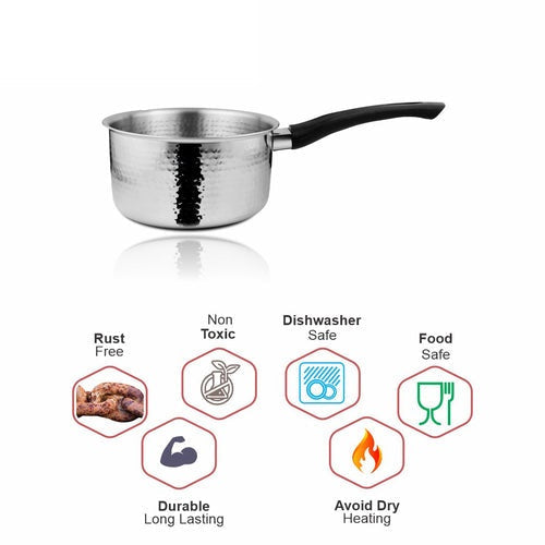 SHRI & SAM JHC-1216 430 HAMMERED SAUCE PAN 16CM