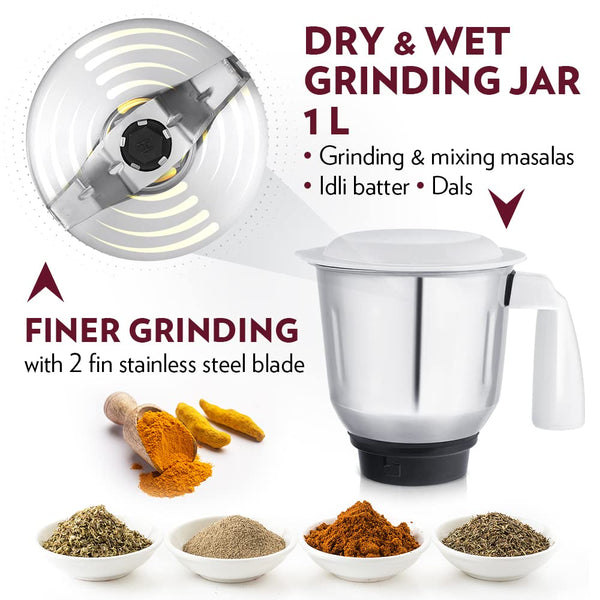 BOROSIL SUPERMAX 750W MIXER GRINDER - BLUE