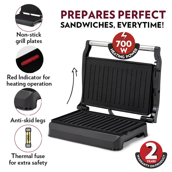 BOROSIL META PRIME GRILL SANDWICH MAKER